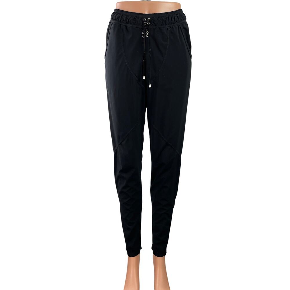 925 Fit Women's Black Drawstring Tapered Pocket Workout Athletic Pants Size S